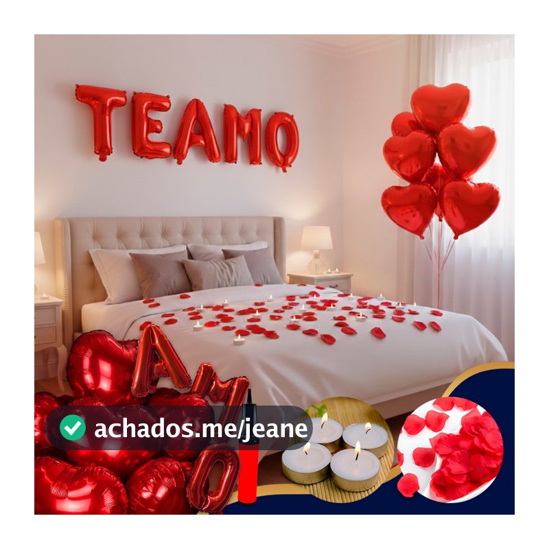 Kit Romântico 600 Pétalas + 10 Velas + 10 Balões + Te Amo
