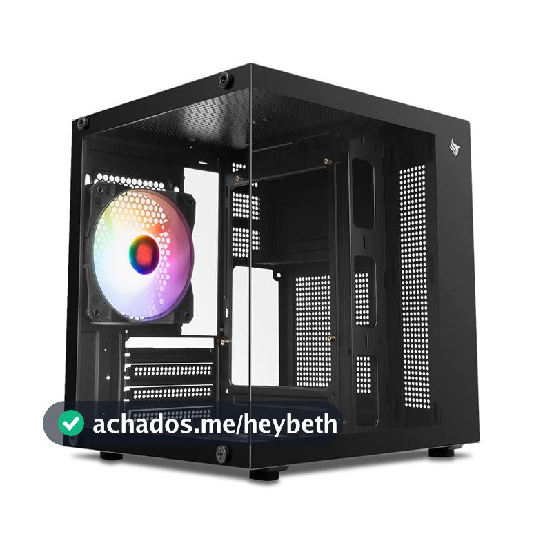 Gabinete Gamer Aquário Pichau Atom, Mini-Tower, Lateral de Vidro, Com 1 Fan, Preto, PG-ATOM-BK