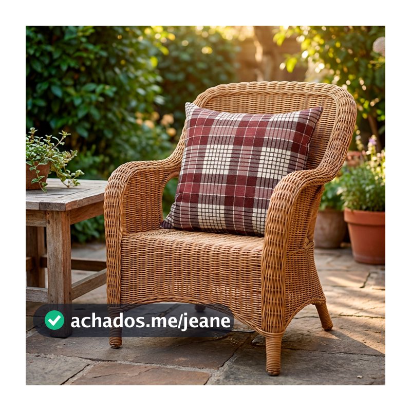 Kit 4 Capas Almofada Marsala Linho Xadrez 45x45 Estilo Farmhouse Premium