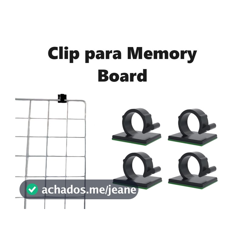 Clip Autoadesivo para Fixação de Tela Aramada ou Memory Board - 4 Unidades em Branco e Preto, 9mm