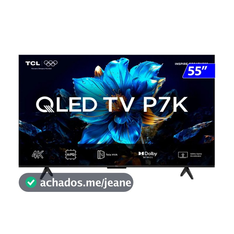 Smart TV TCL QLED 55 Polegadas 4K Comando de Voz 55P7K