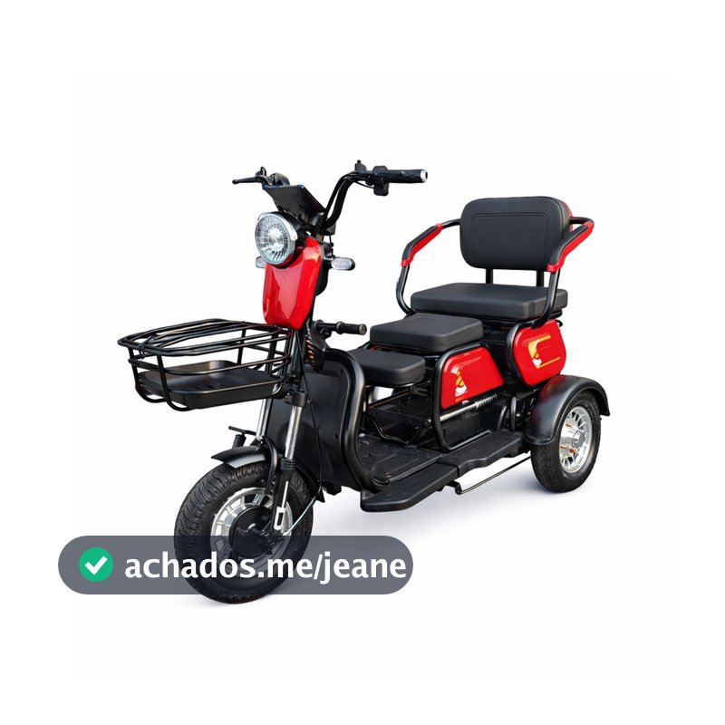 Triciclo Elétrico 1000W Autopropelido 48V 20Ah Até 3 Pessoas Urbano