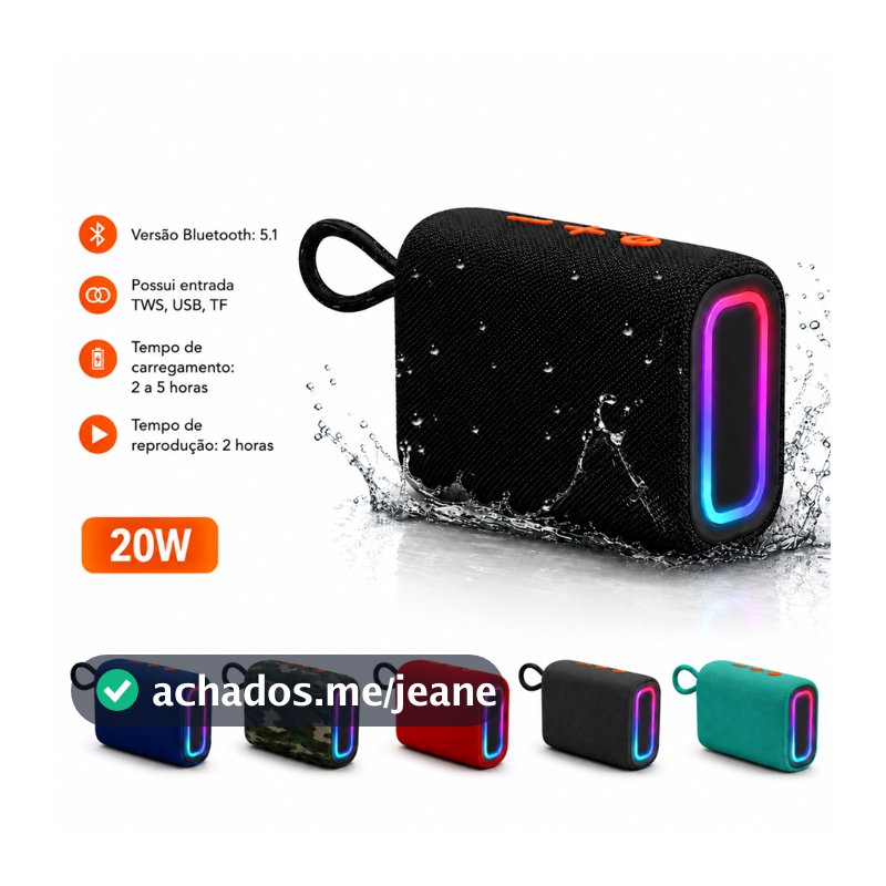 Caixa Caixinha De Som Bluetooth Sem Fio Tws Portátil Pendrive Usb 20w Estilo Go4