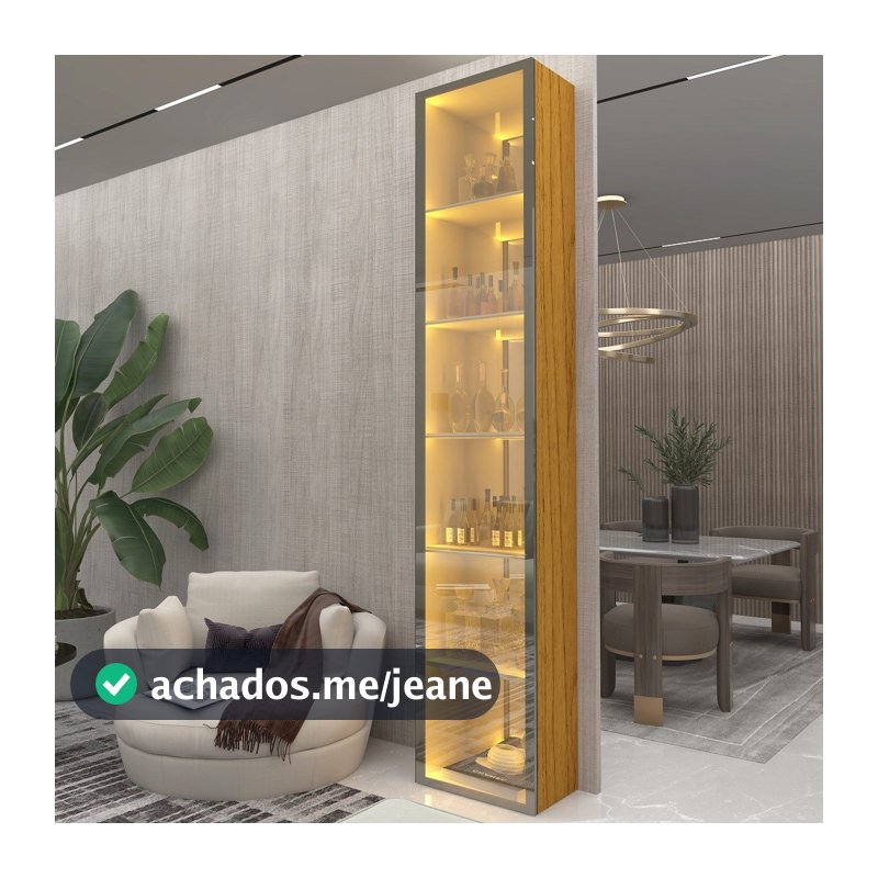 Cristaleira Torre Luminare Reflecta LED 100% MDF Naturale - Gelius