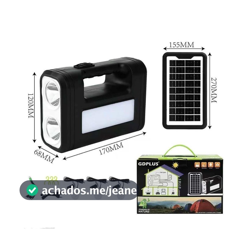 Kit Lanterna Solar Recarregável Power Bank Com Painel Solar Lâmpadas LED Carregador Portátil Para Camping Emergência