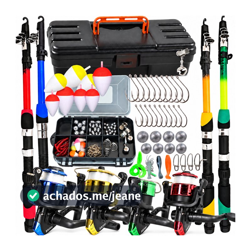 Mega Kit de Pesca Completo Varas Molinetes Caixa Maleta, com Anzóis, Boias, Chumbos e Iscas OU APENAS MALETA COM ACESSOR