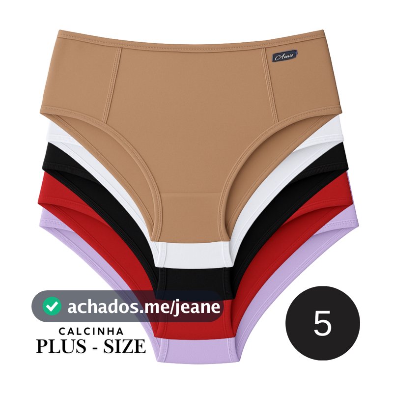 Kit Calçola Calcinha Cós Alto Plus Size Lateral Larga