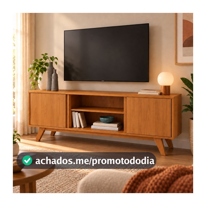 O MAIS QUERIDO DA SHOPEE Rack Turim 2 Portas Pés em MADEIRA para TV de até 50 Polegadas Com Pés em Madeira Maciça