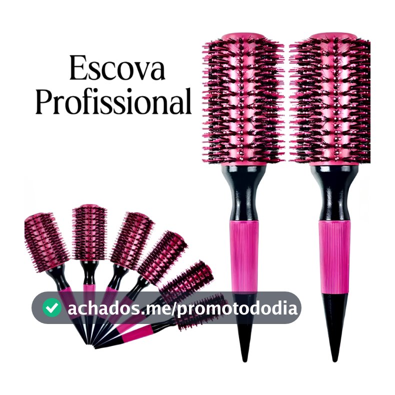 Escova De Cabelo Térmica Amarela ou Rosa Madeira Mista Com Cerdas De Javali