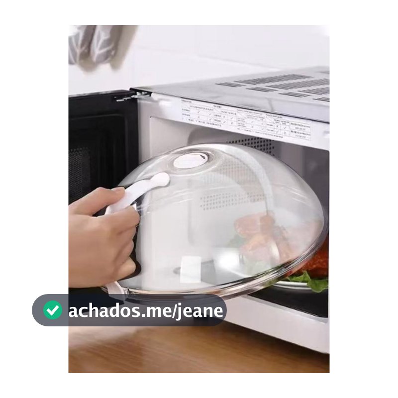 Tampa Prato Microondas Transparente Protetor Alimentos Comidas Multifuncional Plástico Alça Protege Evita Sujeiras
