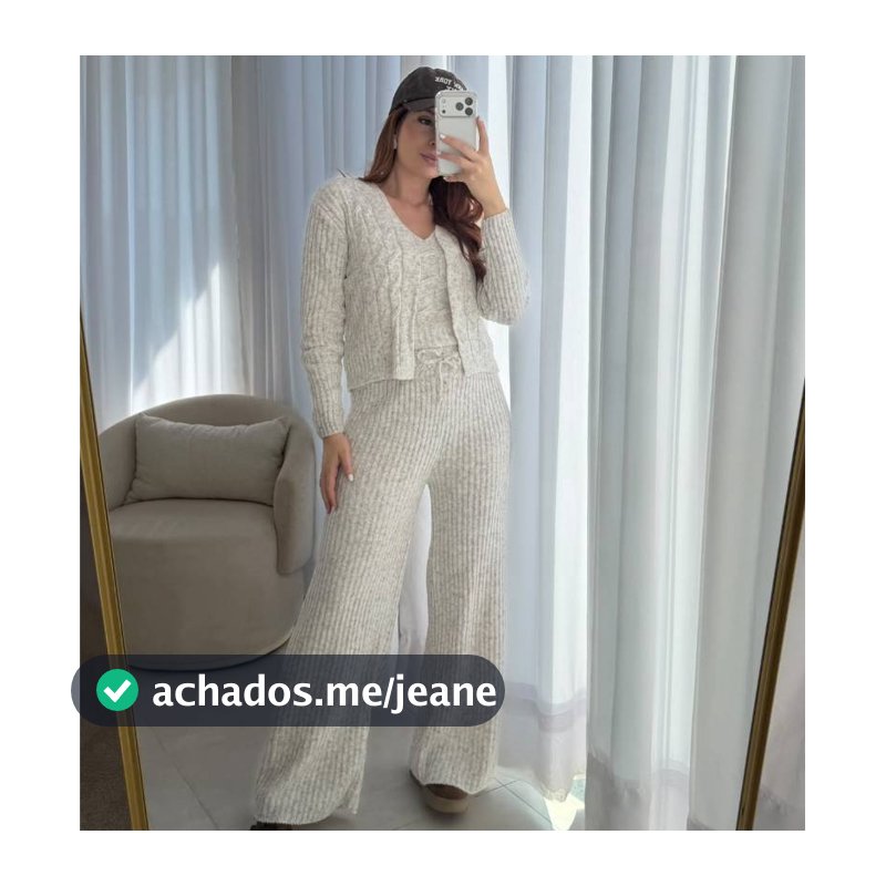 Conjunto Trijunto Feminino Inverno Tricot Mousse 3 Peças Elegante Mousse Premiun