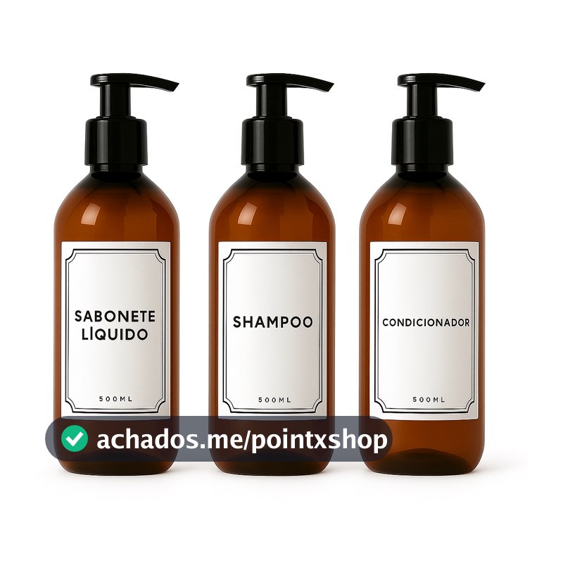 PROMOÇÃO Kit Lavabo Banheiro Frasco Shampoo Condicionador Sabonete Decoração Luxo 500ml ORGANIZADOR