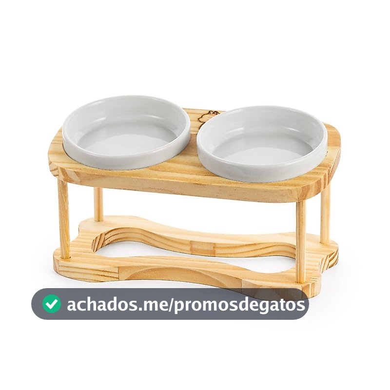 Comedouro Gato Elevado  Duplo 230ml – Ergonomico Antiderrapante Postura Correta Evita Refluxo
