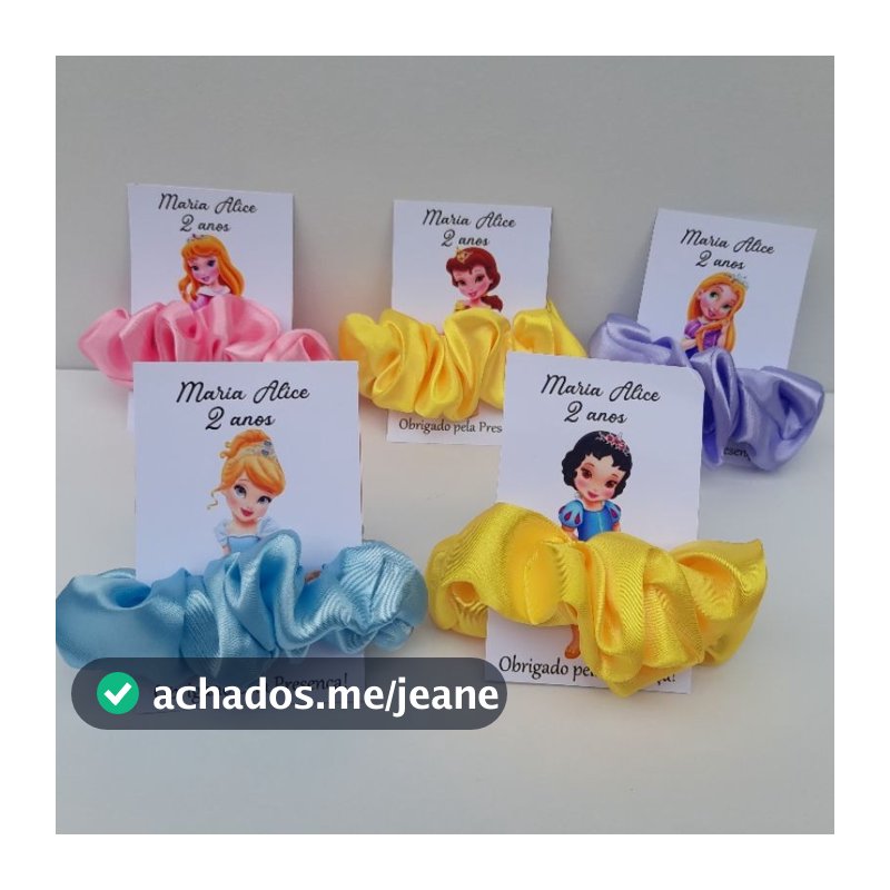 Kit Lembrancinha Infantil Princesas Baby  Xuxinha de Cetim  Com Tag Personalizada