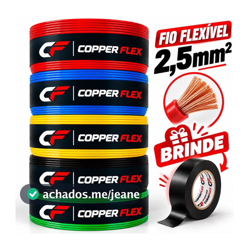 Fio 2,5mm Cabo Flexível Rolo 100m Metros 750v Certificado para Instalação Residencial e Predial Fiação + Brinde