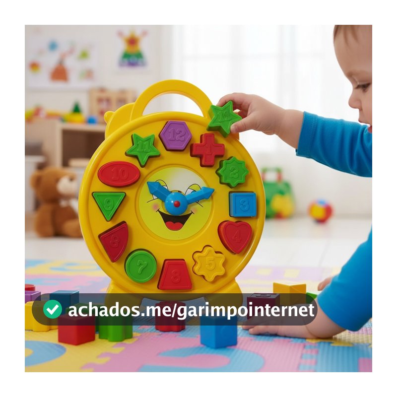 Relógio de Brinquedo Educativo Para Desenvolvimento Infantil Bebê Encaixar Peças Geométricas