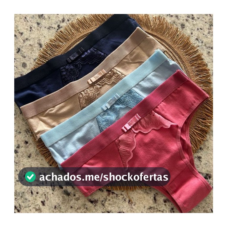 Kit Calcinha de Algodão com Detalhe em Renda Conforto Moda Íntima Feminina