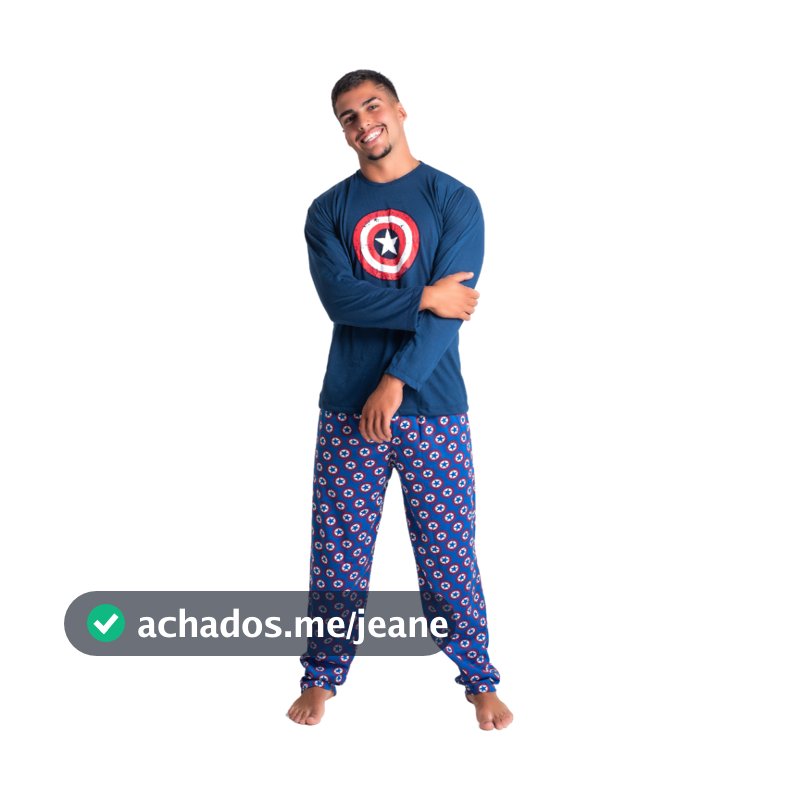 Pijama Heróis Desenho Capitão América Manga Comprida  Longo Pai Frio Poliéster Linha Noite Inverno 326