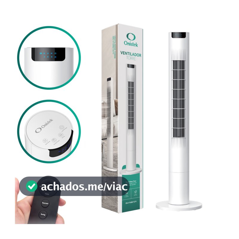 Ventilador Torre Silencioso com Controle Remoto 3 Velocidades Timer e Oscilação Ideal para Casa e Escritório ON-VT600