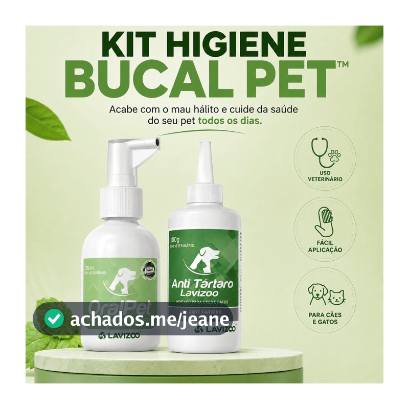 Kit Higiene Bucal Pet Anti Tártaro + OralPet Spray Lavizoo Limpeza Dental para Cães Gatos Mau Hálito