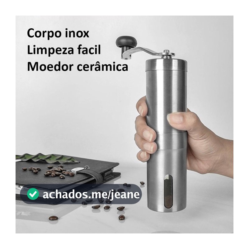 Moedor de Café Manual com Ajuste de Moagem Grosso e Fino - Manivela Prática e Portátil