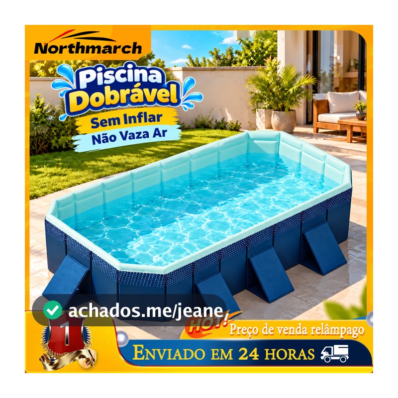 Piscina Dobrável Sem Inflar Não Vaza Ar Piscina Resistente para Família Piscina para Quintal e Área Externa