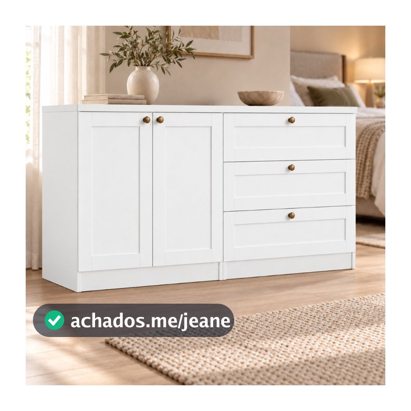 Kit Cômoda com Armário Provençal MDF Infinity branco