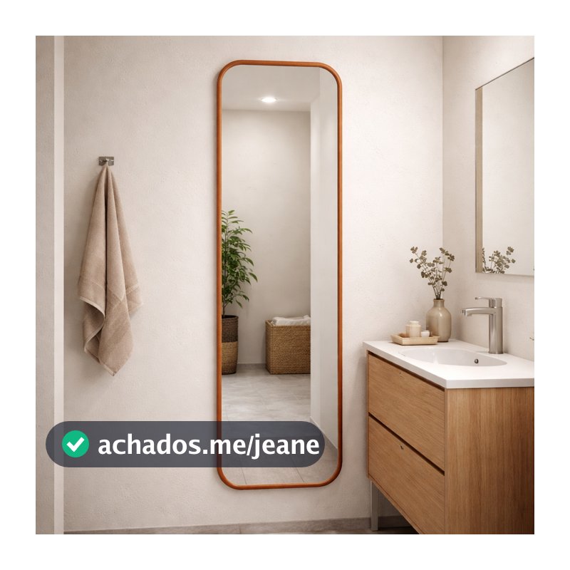 Espelho Grande Corpo Inteiro Retrô 160x55cm Retangular Com Moldura Sala Quarto Closet Escritório