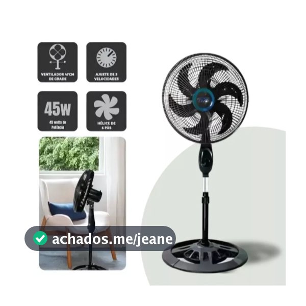 Ventilador De Coluna De Chão Turbo Vento Forte 3 Velocidades 110v/220v