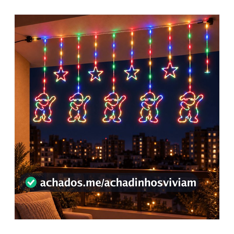 Pisca-pisca Led Cascata para Decoração Natalina Natal Colorido Luz Quente