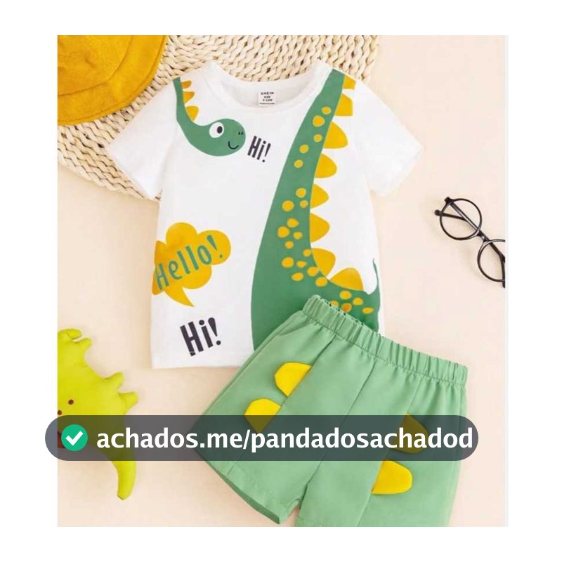 Kit Dino interativo body + shorts para bebê