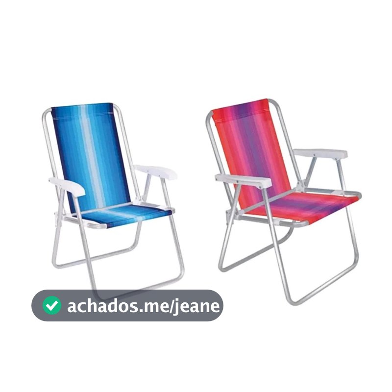 Cadeira de Praia Mor Alta de Alumínio Dobrável Azul ou Rosa Sortido
