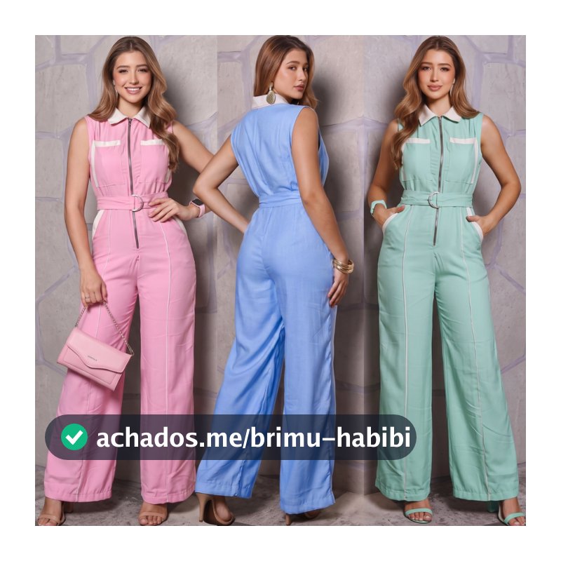 Macacão Feminino Longo Elegante Bicolor Pantalona Com Cinto Ajustável Zíper Frontal Sem Manga Bolsos Funcionais social