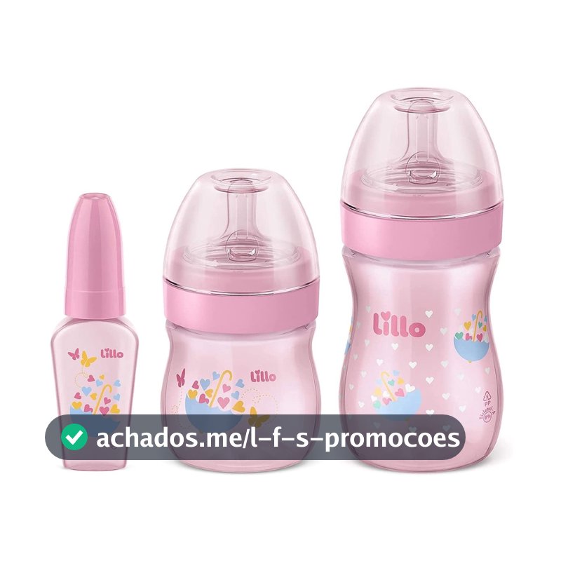 Kit de Mamadeira Primeiros Passos 50/150/240ml Rosa - Lillo