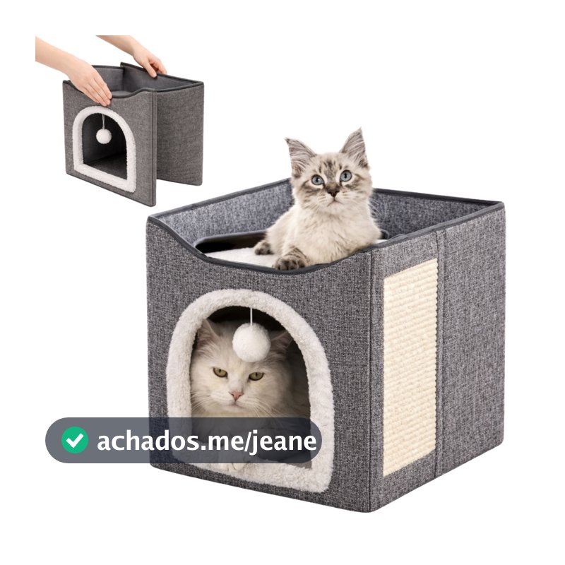 Casinha Cama Dobrável Portátil Arranhador Toca Pet Gato Cachorro Iglu Toquinha Confortável