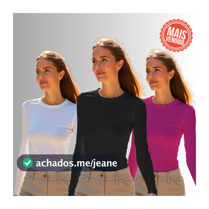 Camiseta Térmica Feminina Manga Longa Proteção UV 50+ Segunda Pele Proteção Solar Lisa