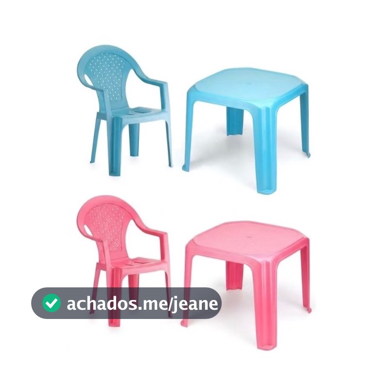 Mesinha Infantil Rosa/Azul 46x38cm+1 Cadeira Poltroninha Kids Cadeira ou Mesa