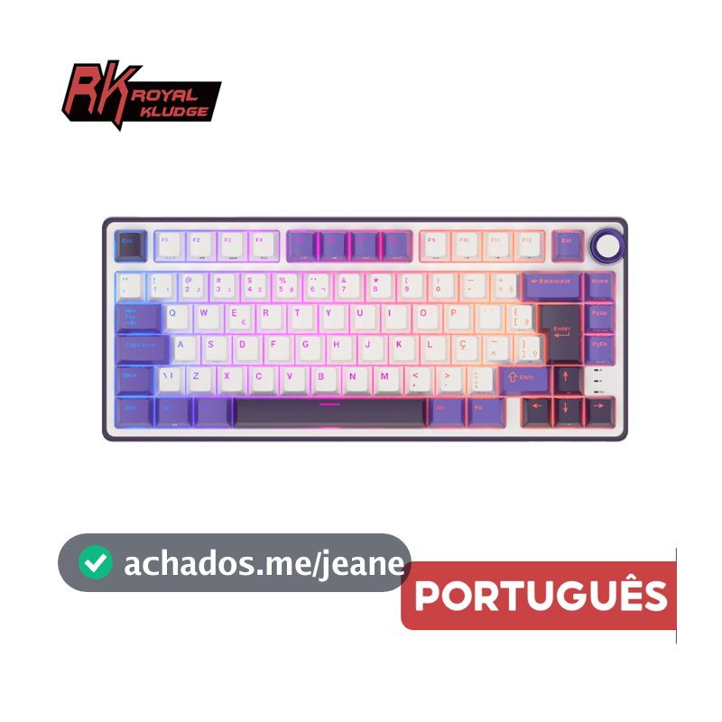 RK Royal Kludge RKR75 Blackberry Teclado Mecânico Com Fio Junta Portuguesa