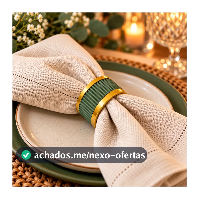 Argola Porta Guardanapo Canelado Dourado Mesa Posta Decorativa Natal Ano Novo