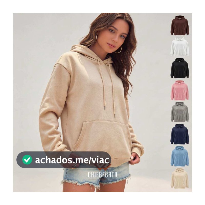 Moletom Feminino Blusa de Frio Canguru Com Capuz Liso Basico Com Cordão Bolso Blusao Inverno Premium