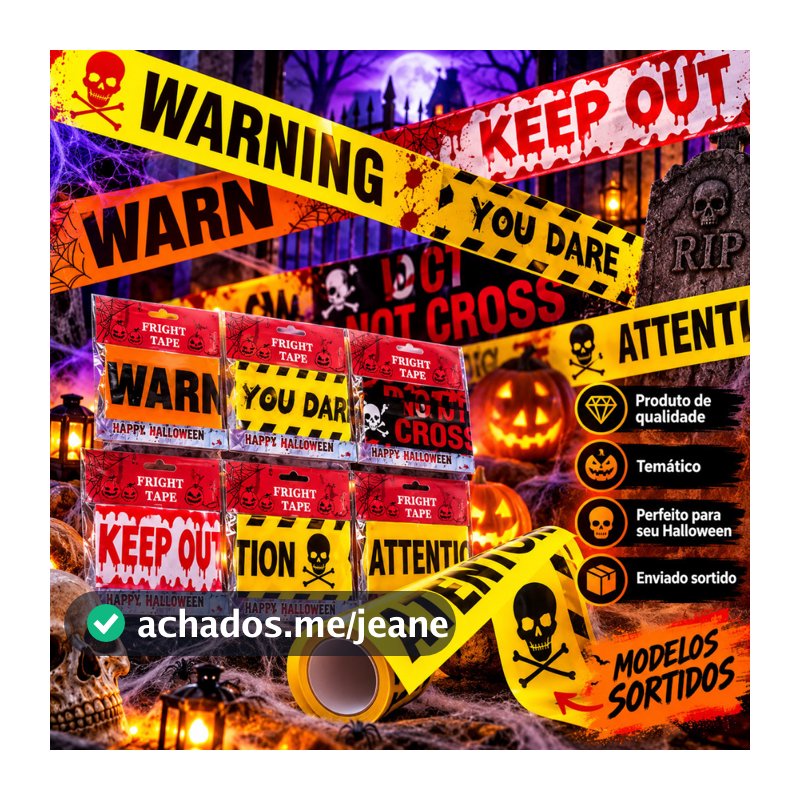 Fita Isolamento De Crime Sortida Faixa Segurança Decoração Halloween e Festas