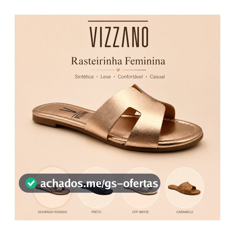 Sandália Rasteirinha Vizzano Feminina Sintética Leve Confortável Casual
