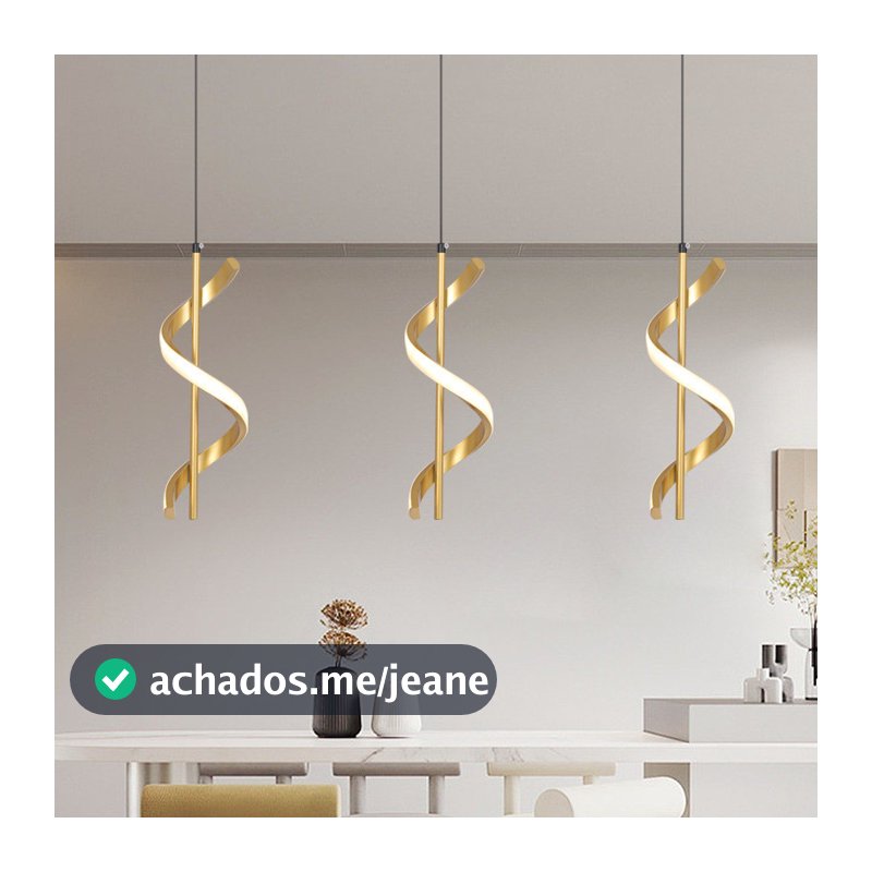 (3 cores em 1 luz) Lustre Pendente Luminária de Teto Led Dourado Decoração Minimalista Moderno para Sala Quarto Cozinha