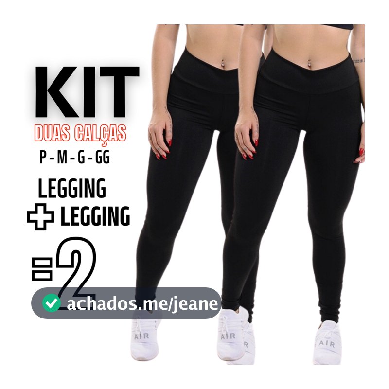 Kit C/ 02 Calça Legging Cintura Alta Leg Suplex Grossa Levanta Bumbum Zero Transparência