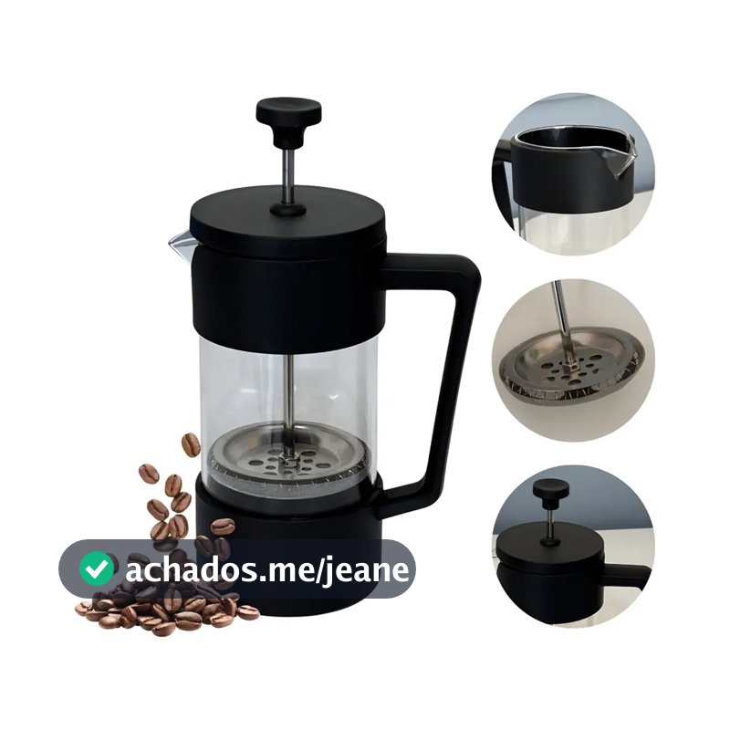 Prensa Francesa Cafeteira 350ml ou 600ml Vidro Cremeira