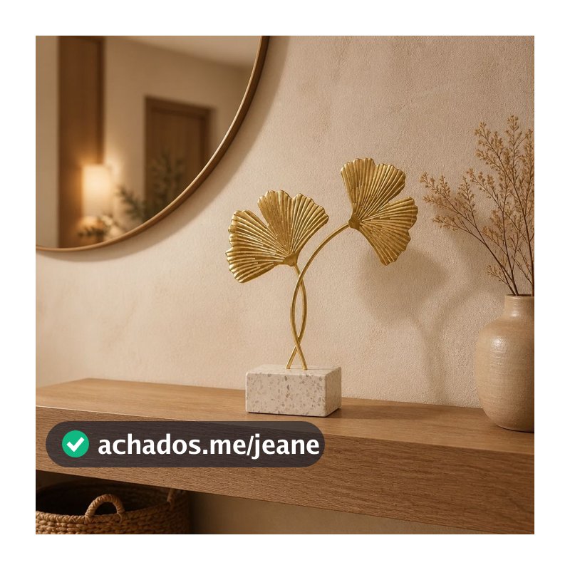 Escultura Decorativa Folha Cruzada Premium Decoração  Sala Estante e Decor 20cm