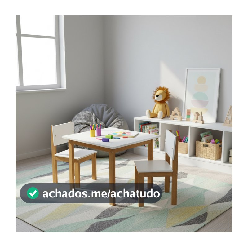 Kit Mesinha 2 Cadeirinhas Infantil Isa De Madeira Maciça Para Crianças Estudo Desenho Brinquedoteca