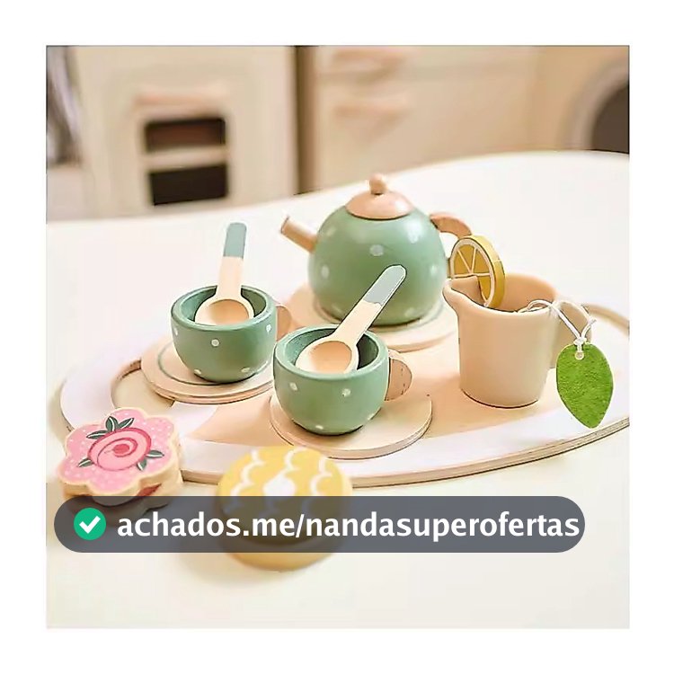 Conjunto De Chá Nórdico Brinquedo Crianças Fingir Jogar Acessórios De Cozinha , Bandeja De Servir De Madeira Com Copos E