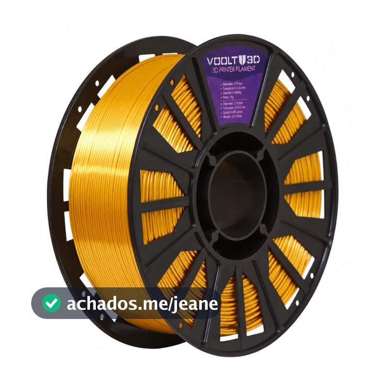 Filamento PLA Dourado Ultra V-Silk Voolt3D 1Kg 1,75mm para Impressora 3D FDM