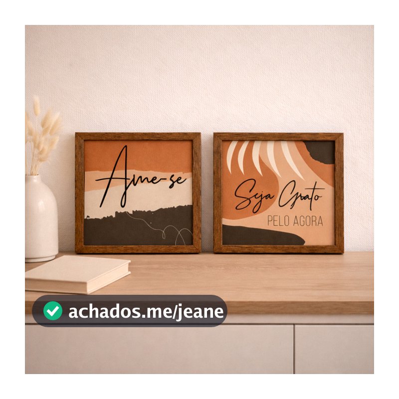 Kit 2 Quadros Decorativos 20x20 Frases Motivacionais Parede Sala Quarto Decoração Moderna